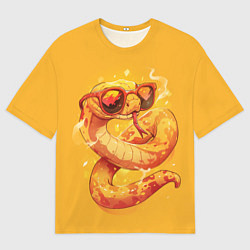 Футболка оверсайз мужская Крутая желтая змея в очках, цвет: 3D-принт