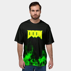 Футболка оверсайз мужская Doom кислотное лого огонь, цвет: 3D-принт — фото 2