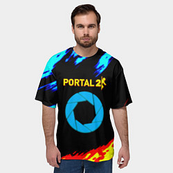 Футболка оверсайз мужская Portal лёд и пламя, цвет: 3D-принт — фото 2