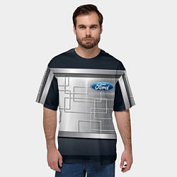 Футболка оверсайз мужская FORD текстура из метала, цвет: 3D-принт — фото 2