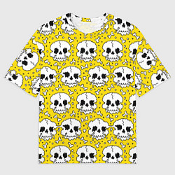 Мужская футболка оверсайз Тающие черепа паттерн