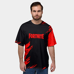 Футболка оверсайз мужская Fortnite красные краски лого, цвет: 3D-принт — фото 2