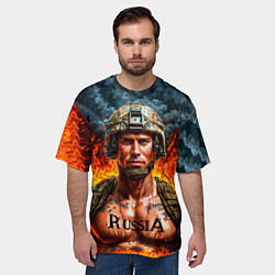 Футболка оверсайз мужская Воин России, цвет: 3D-принт — фото 2
