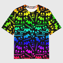 Мужская футболка оверсайз Marshmello neon steel pattern