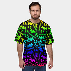 Футболка оверсайз мужская Marshmello neon steel pattern, цвет: 3D-принт — фото 2