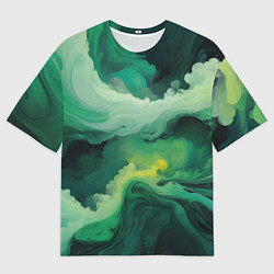Футболка оверсайз мужская Изумрудные волны, цвет: 3D-принт