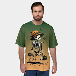 Футболка оверсайз мужская Funny skeleton - ai art fantasy, цвет: 3D-принт — фото 2