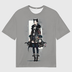 Мужская футболка оверсайз Girl cat fashionista - ai art fantasy