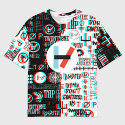 Футболка оверсайз мужская Twenty one pilots glitch pattern, цвет: 3D-принт