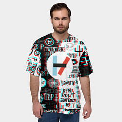 Футболка оверсайз мужская Twenty one pilots glitch pattern, цвет: 3D-принт — фото 2