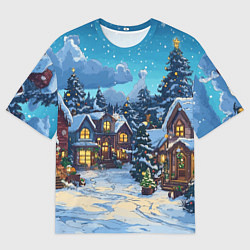Футболка оверсайз мужская Город перед новым годом, цвет: 3D-принт