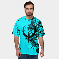 Футболка оверсайз мужская Quake текстура дракон, цвет: 3D-принт — фото 2