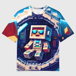 Мужская футболка оверсайз Космонавт в космическом корабле - Майнкрафт
