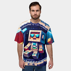 Футболка оверсайз мужская Космонавт в космическом корабле - Майнкрафт, цвет: 3D-принт — фото 2