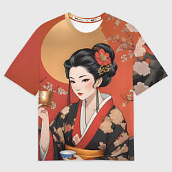 Футболка оверсайз мужская Японская гейша искусство, цвет: 3D-принт