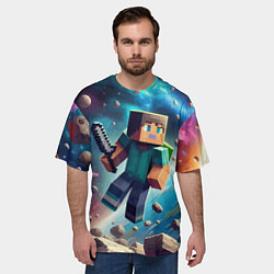 Футболка оверсайз мужская Стив с мечом в космосе -Майнкрафт, цвет: 3D-принт — фото 2
