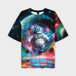 Футболка оверсайз мужская Astronaut Totoro in neon space - ai art fantasy, цвет: 3D-принт