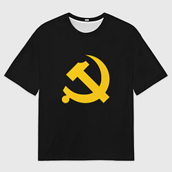 Футболка оверсайз мужская СССР серп и молот оранжевый, цвет: 3D-принт