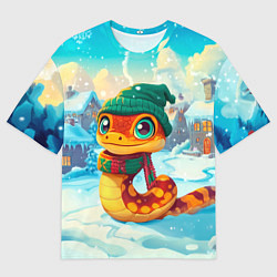Футболка оверсайз мужская Змейка в сказочном городе, цвет: 3D-принт
