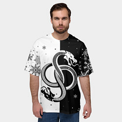 Футболка оверсайз мужская Инь янь - змеи, цвет: 3D-принт — фото 2