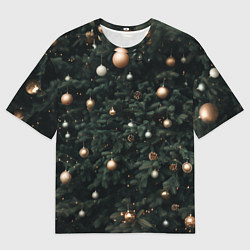 Футболка оверсайз мужская Паттерн - Новогодняя елка, цвет: 3D-принт