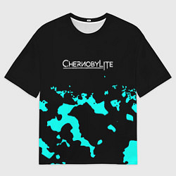 Футболка оверсайз мужская Chernobylite камуфляж голубой, цвет: 3D-принт