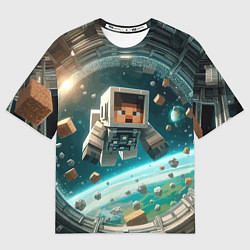 Футболка оверсайз мужская An astronaut in outer space - Minecraft, цвет: 3D-принт
