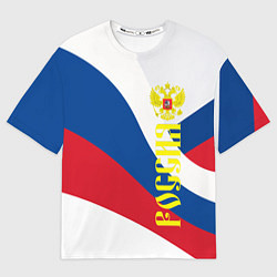 Футболка оверсайз мужская Флаг России, паттерн, цвет: 3D-принт