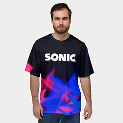 Футболка оверсайз мужская Sonic neon flame, цвет: 3D-принт — фото 2