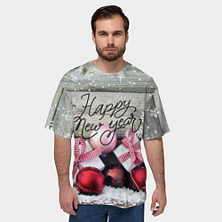 Футболка оверсайз мужская Новогодние подарки, цвет: 3D-принт — фото 2