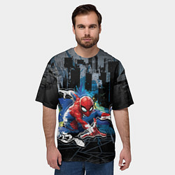 Футболка оверсайз мужская Spider-man over the city, цвет: 3D-принт — фото 2