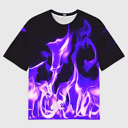Футболка оверсайз мужская Неоновый огненный стиль, цвет: 3D-принт