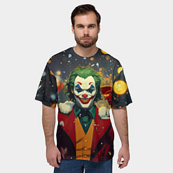 Футболка оверсайз мужская Джокер с шампанским - новый год, цвет: 3D-принт — фото 2