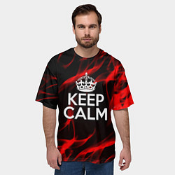 Футболка оверсайз мужская Keep calm flame red, цвет: 3D-принт — фото 2