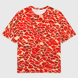 Футболка оверсайз мужская Красные плитки на кремовом фоне, цвет: 3D-принт