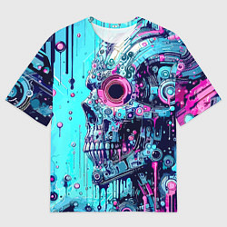 Мужская футболка оверсайз Cyber skull - blots sketch