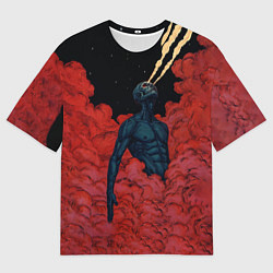 Мужская футболка оверсайз Космический гигант демон