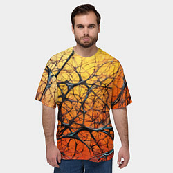 Футболка оверсайз мужская Чёрные волокна и жёлтый градиент абстракция, цвет: 3D-принт — фото 2