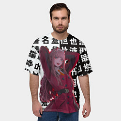 Футболка оверсайз мужская Зеро Ту и иероглифы, цвет: 3D-принт — фото 2