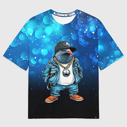 Футболка оверсайз мужская Голубь гангстер, цвет: 3D-принт