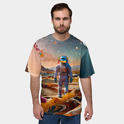 Футболка оверсайз мужская Космонавт на красочной планете, цвет: 3D-принт — фото 2