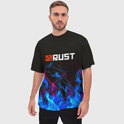 Футболка оверсайз мужская Rust neon flame, цвет: 3D-принт — фото 2