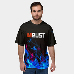 Футболка оверсайз мужская Rust neon flame, цвет: 3D-принт — фото 2