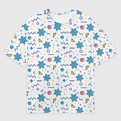 Футболка оверсайз мужская Зимний паттерн со снежинками и геометрическими фиг, цвет: 3D-принт