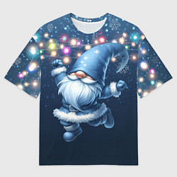 Мужская футболка оверсайз Гном радуется