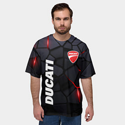 Футболка оверсайз мужская Ducati - плиты с эффектом свечения, цвет: 3D-принт — фото 2