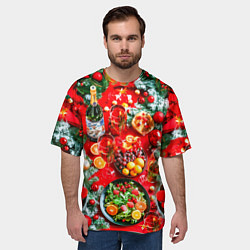 Футболка оверсайз мужская Новогодний праздничный стол, цвет: 3D-принт — фото 2