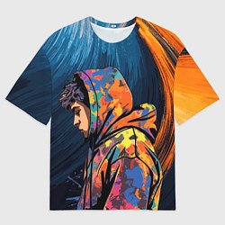 Мужская футболка оверсайз Задумчивый парень