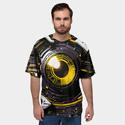 Футболка оверсайз мужская Жёлтая сфера киберпанк, цвет: 3D-принт — фото 2