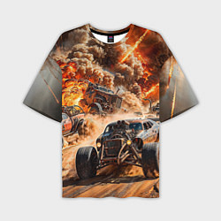 Мужская футболка оверсайз Mad Max - explosion cars